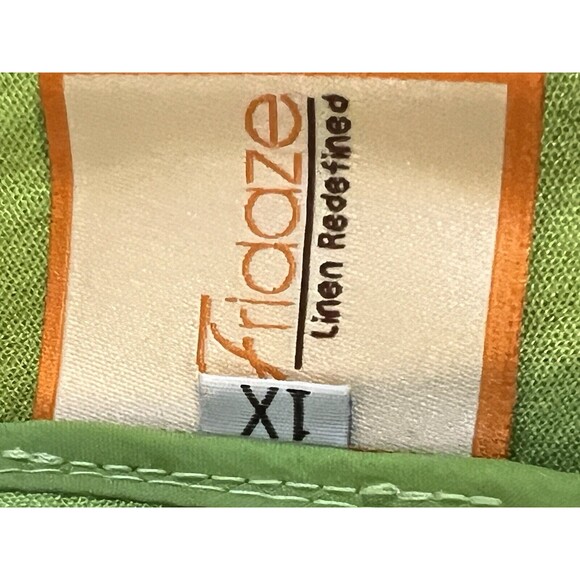 New Fridaze Top Women's XL Kiwi Green Linen Buttons 3/4 Sleeve Blouse - Picture 3 of 6